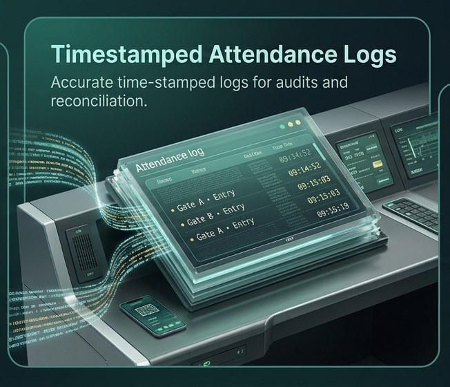 Live Log Feed — timestamped attendance logs