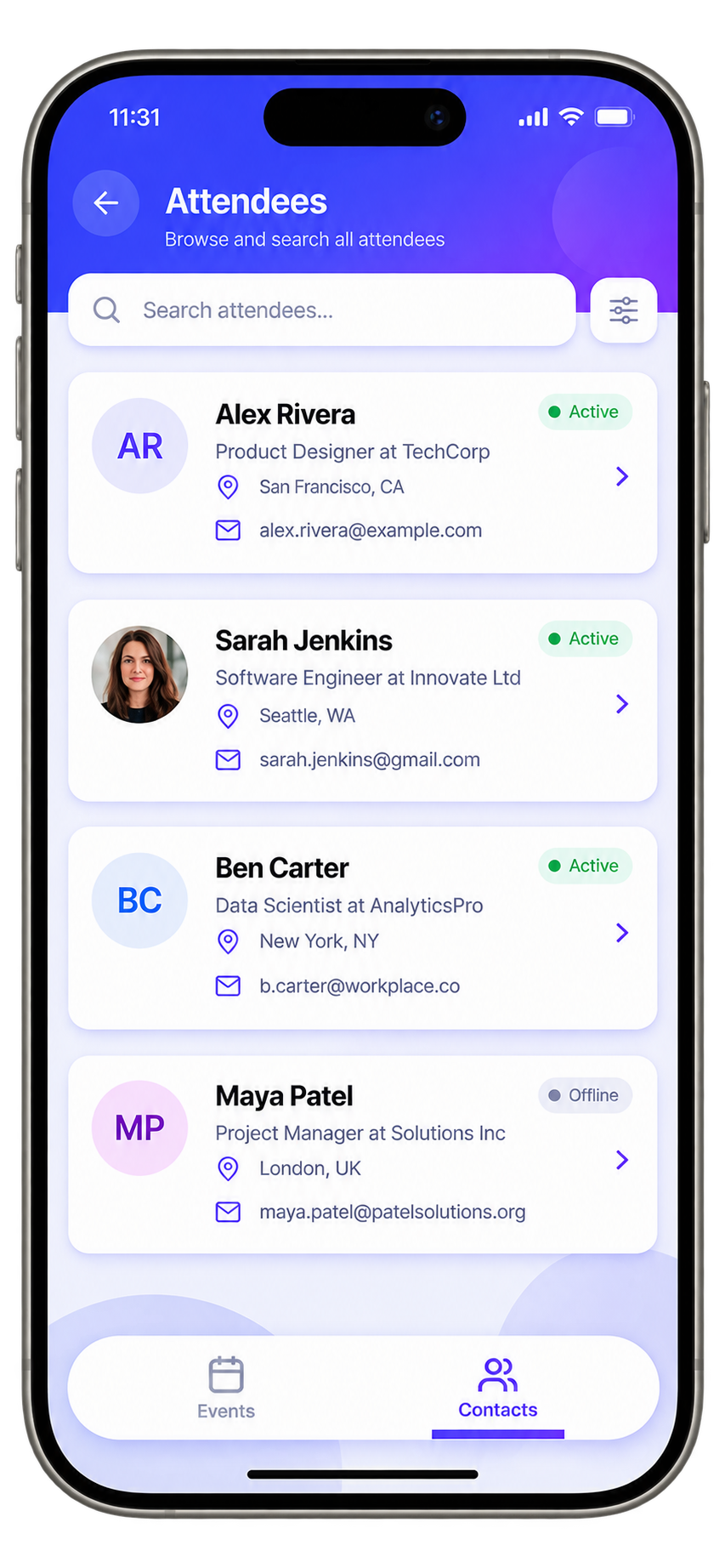 Sponsor & Exhibitor app — captured attendee contacts